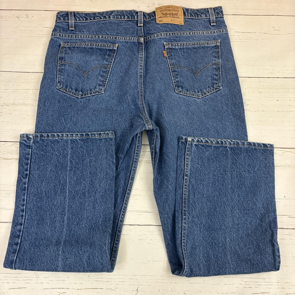 Vintage Levi's 517 Orange Tab Bootcut Jeans Mens 42x30 Denim Made In USA 80s 90s - Picture 7 of 12